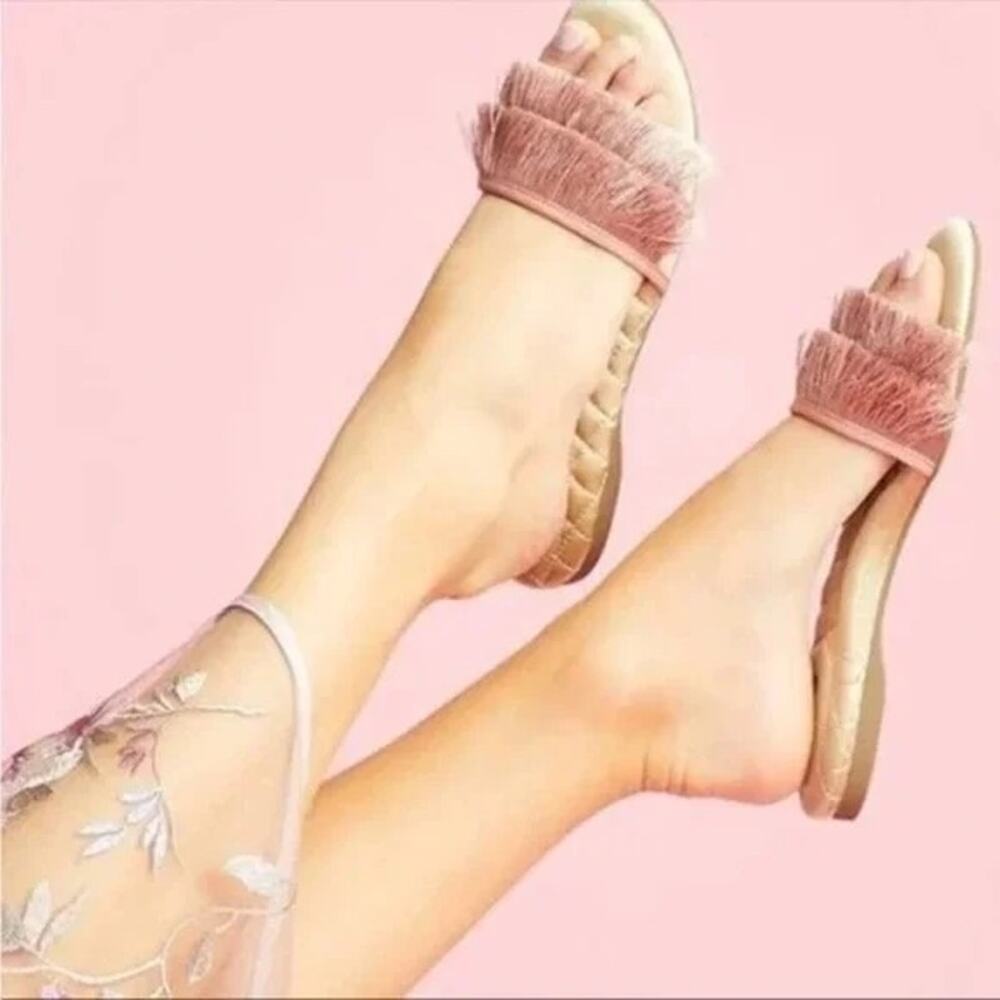 Birdies Pink Fringe Sandals